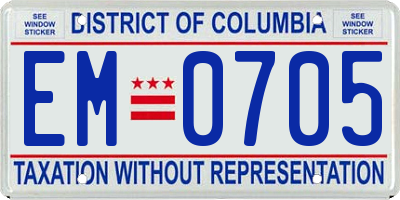 DC license plate EM0705