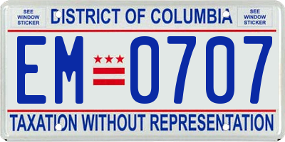 DC license plate EM0707