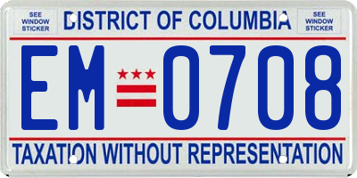 DC license plate EM0708