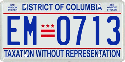 DC license plate EM0713