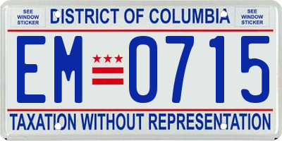 DC license plate EM0715