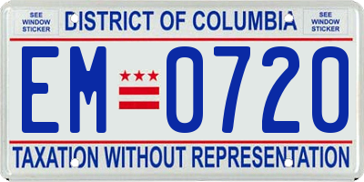 DC license plate EM0720