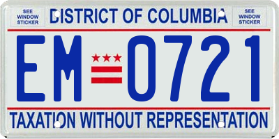 DC license plate EM0721