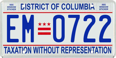 DC license plate EM0722