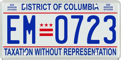 DC license plate EM0723