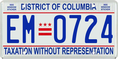 DC license plate EM0724