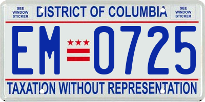 DC license plate EM0725