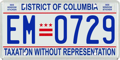 DC license plate EM0729