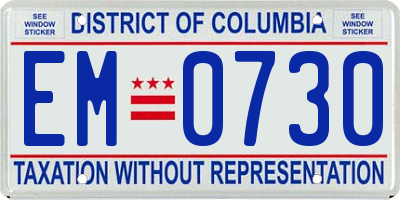 DC license plate EM0730