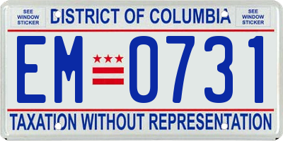 DC license plate EM0731