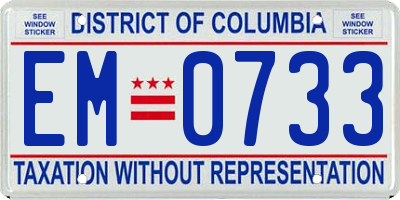 DC license plate EM0733
