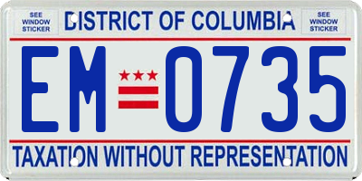 DC license plate EM0735