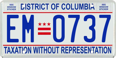 DC license plate EM0737