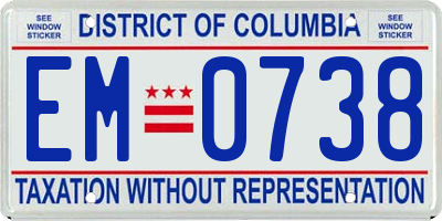 DC license plate EM0738