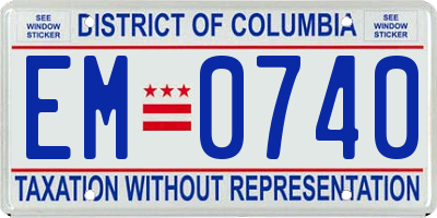 DC license plate EM0740