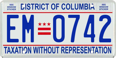 DC license plate EM0742