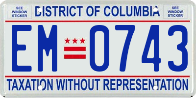 DC license plate EM0743