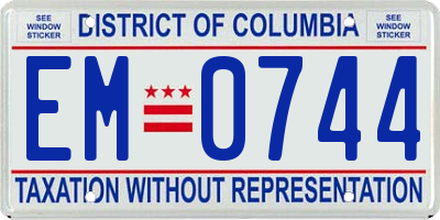 DC license plate EM0744