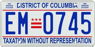 DC license plate EM0745