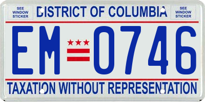 DC license plate EM0746