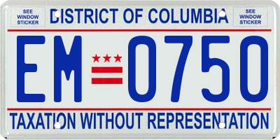 DC license plate EM0750