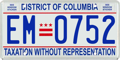 DC license plate EM0752