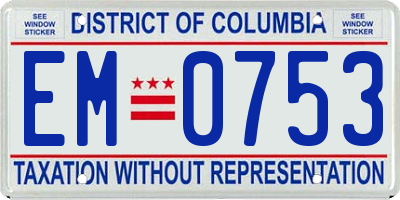 DC license plate EM0753