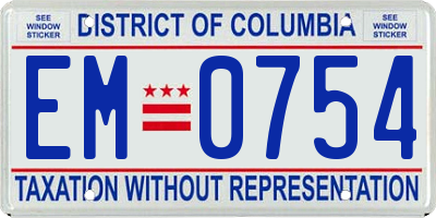 DC license plate EM0754