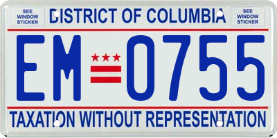 DC license plate EM0755