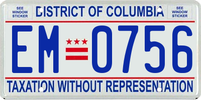 DC license plate EM0756