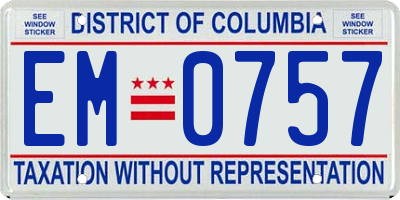 DC license plate EM0757