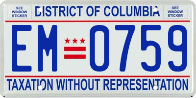 DC license plate EM0759