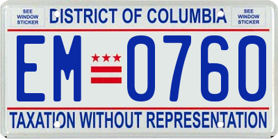 DC license plate EM0760