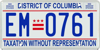 DC license plate EM0761