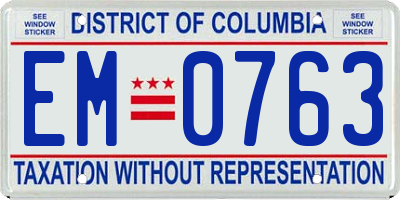 DC license plate EM0763
