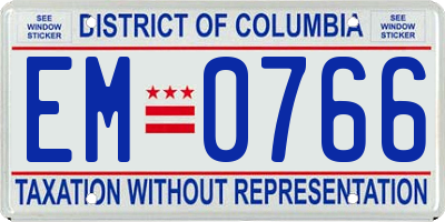 DC license plate EM0766