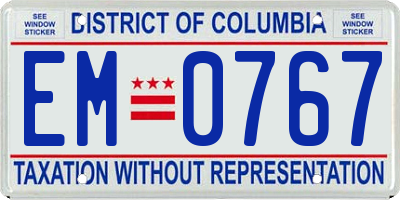 DC license plate EM0767