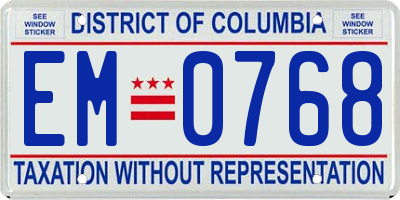 DC license plate EM0768