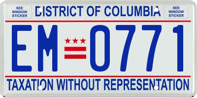 DC license plate EM0771