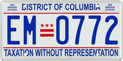 DC license plate EM0772