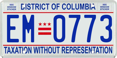 DC license plate EM0773