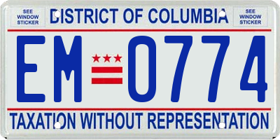 DC license plate EM0774