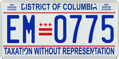 DC license plate EM0775