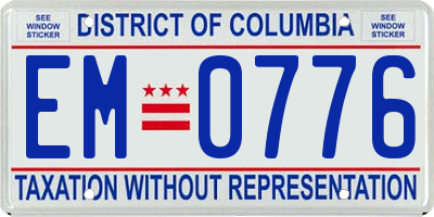 DC license plate EM0776