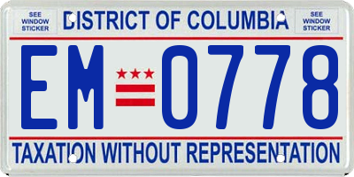 DC license plate EM0778