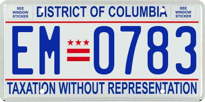 DC license plate EM0783