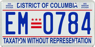 DC license plate EM0784