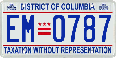 DC license plate EM0787