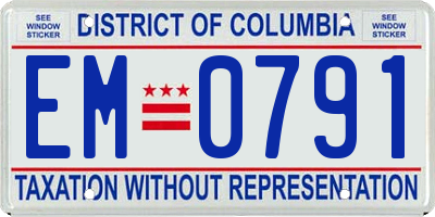 DC license plate EM0791
