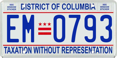DC license plate EM0793